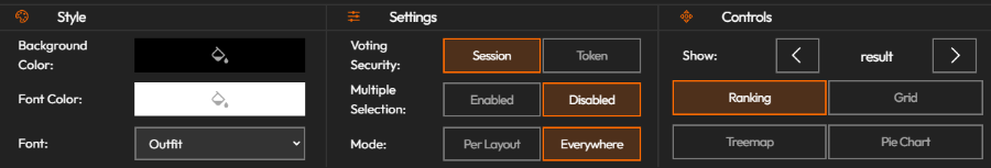 style, edit settings and control polls