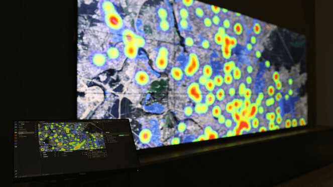 heatmap layer map on video wall and controller