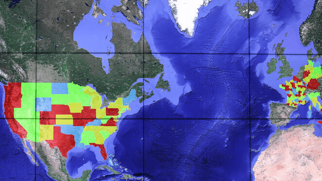 territory layer map on video wall