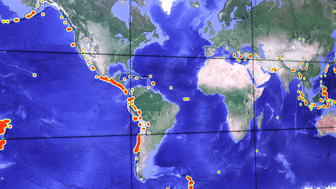 heatmap layered world map on video walls